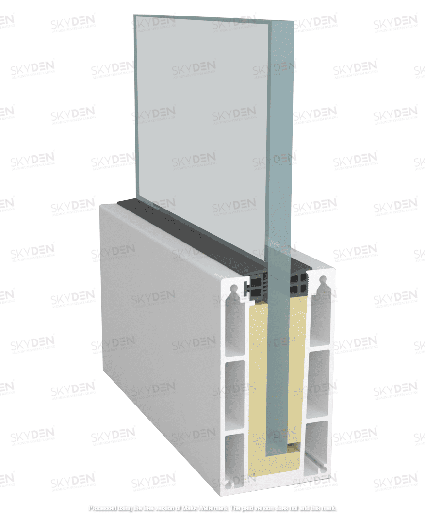 SD 07 Continuous Profile System Aluminum Glass Railing Base Profile for Balcony and Staircase, Indoor and Outdoor Top Mount Design, Durable Finish, Easy Installation for Modern Projects